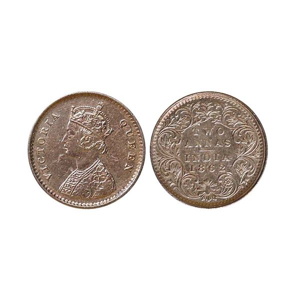 Victoria Queen, Silver 2 Anna, 1862