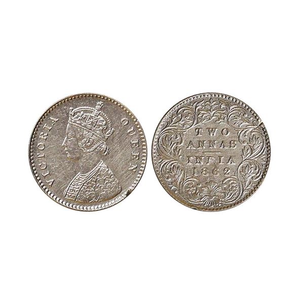 Victoria Queen, Silver 2 Anna, 1862