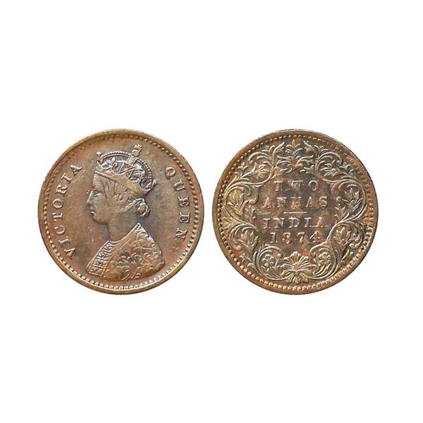 Victoria Queen, Silver 2 Anna, 1874
