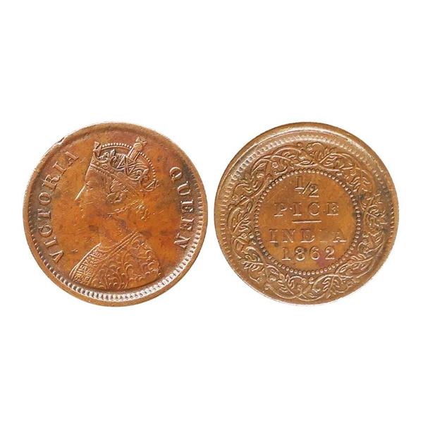 Victoria Queen, Copper 1/2 Pice, 1862