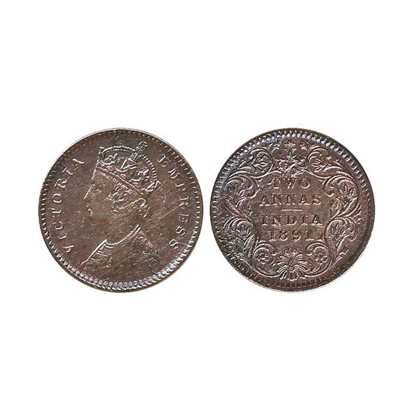 Victoria Empress, Silver 2 Anna, 1891