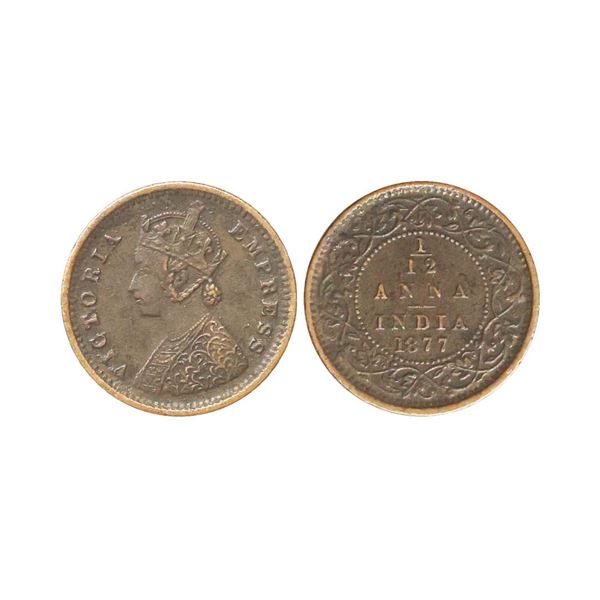 Victoria Empress, Copper 1/12 Anna, 1877, Bombay Mint,