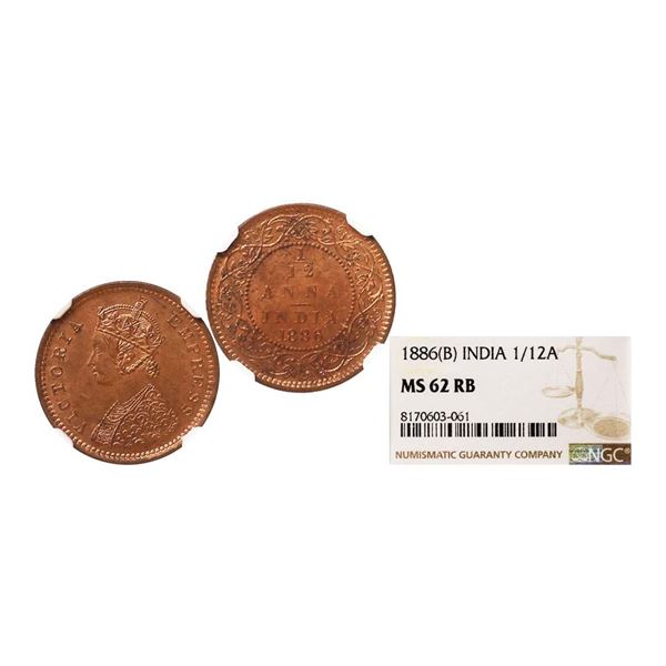 Victoria Empress, Copper 1/12 Anna, 1886