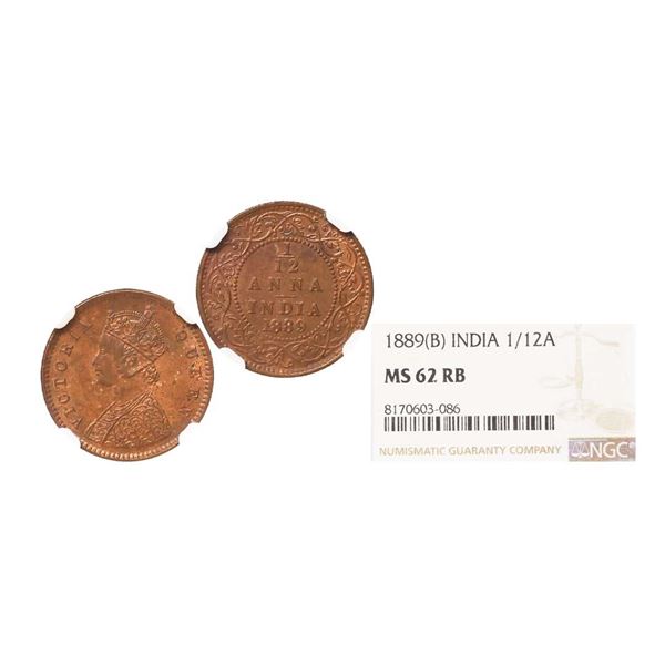 Victoria Empress, Copper 1/12 Anna, 1889