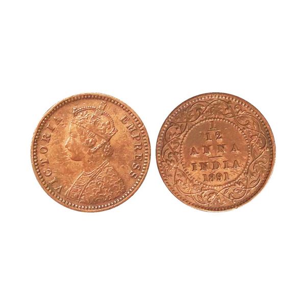 Victoria Empress, Copper 1/12 Anna, 1891, Calcutta Mint