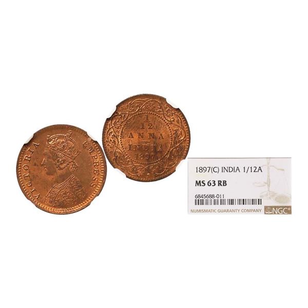 Victoria Empress, Copper 1/12 Anna, 1897