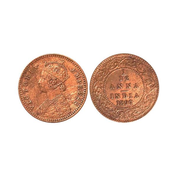 Victoria Empress, Copper 1/12 Anna, 1897, Calcutta Mint