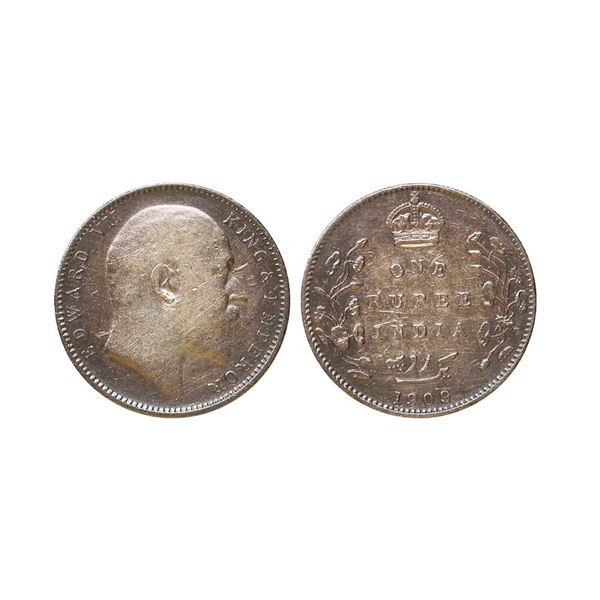 Edward VII King & Emperor, Silver Rupee, 1909