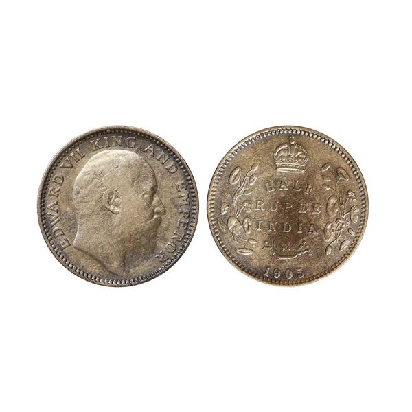 Edward VII King & Emperor, Silver 1/2 Rupee, 1905