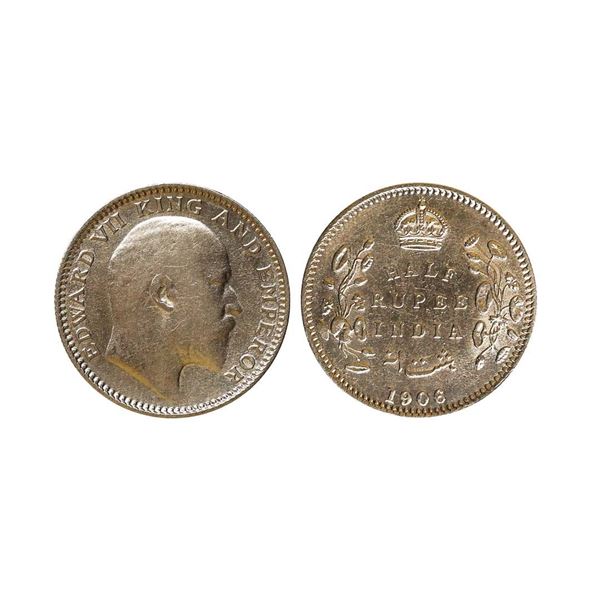 Edward VII King & Emperor, Silver 1/2 Rupee, 1906