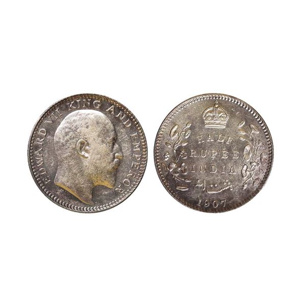Edward VII King & Emperor, Silver 1/2 Rupee, 1907