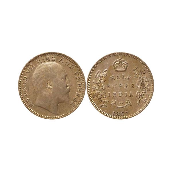 Edward VII King & Emperor, Silver 1/2 Rupee, 1907