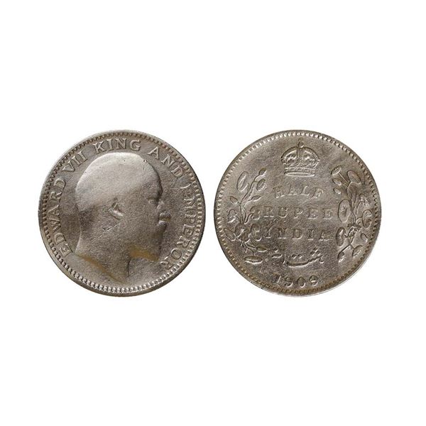 Edward VII King & Emperor, Silver 1/2 Rupee, 1909