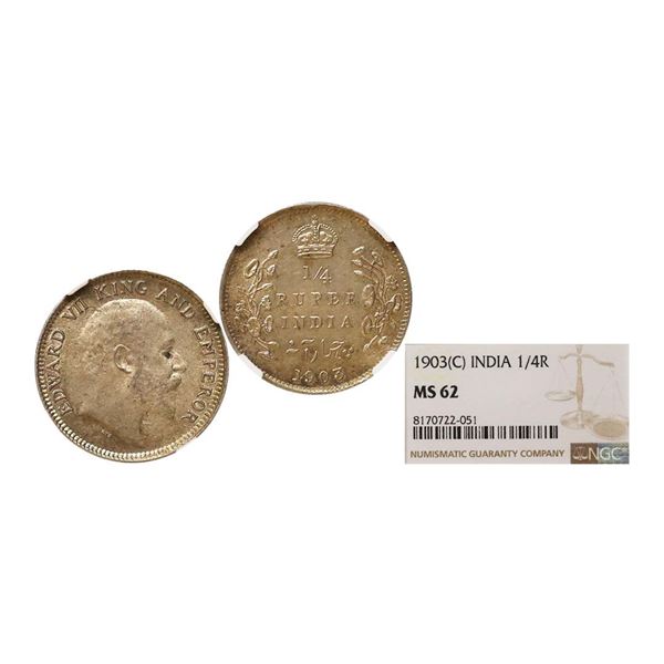 Edward VII King & Emperor, Silver 1/4 Rupee, 1903