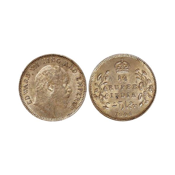 Edward VII King & Emperor, Silver 1/4 Rupee, 1904