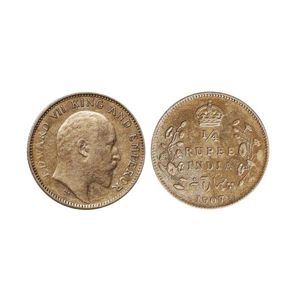 Edward VII King & Emperor, Silver 1/4 Rupee, 1907