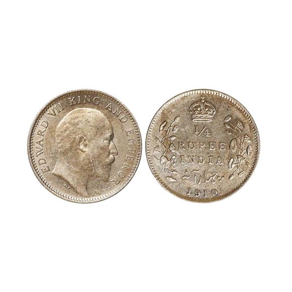 Edward VII King & Emperor, Silver 1/4 Rupee, 1910