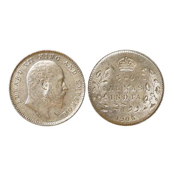 Edward VII King & Emperor, Silver 2 Annas, 1905