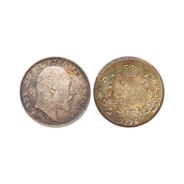 Edward VII King & Emperor, Silver 2 Annas, 1905