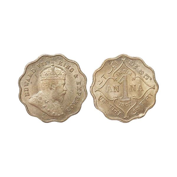 Edward VII King & Emperor, Copper - Nickel 1 Anna, 1907
