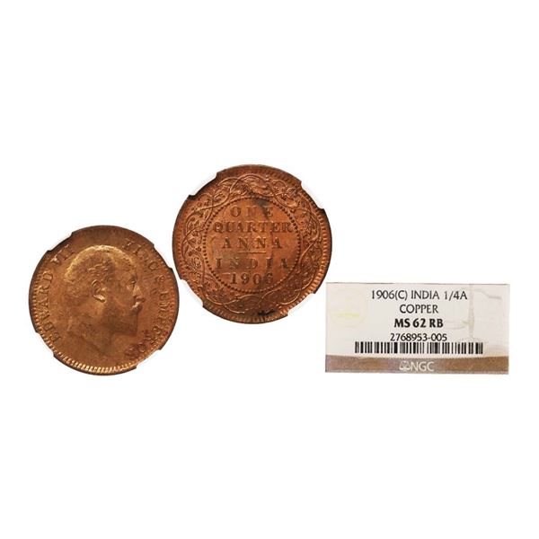 Edward VII King & Emperor, Copper 1/4 Anna, 1906