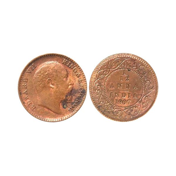 Edward VII King & Emperor, Bronze 1/12 Anna, 1907,