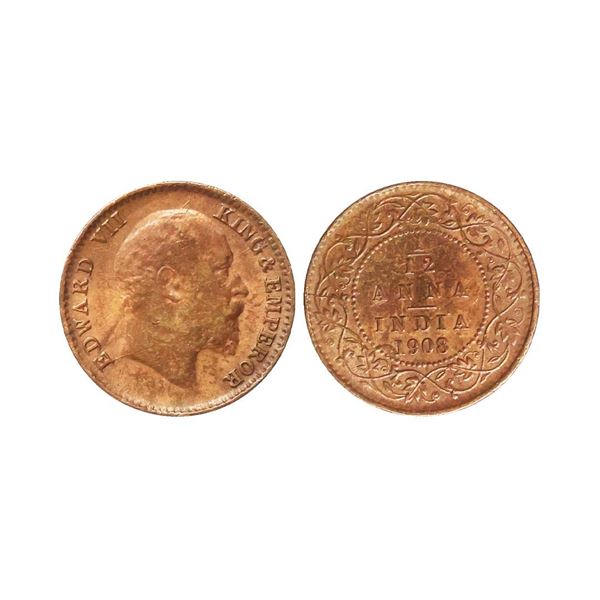 Edward VII King & Emperor, Bronze 1/12 Anna, 1908,