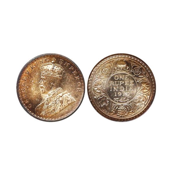 George V King Emperor, Silver Rupee, 1913
