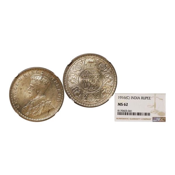 George V King Emperor, Silver Rupee, 1916