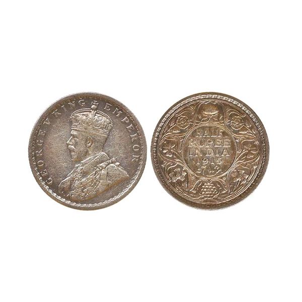 George V King Emperor, Silver 1/2 Rupee, 1915