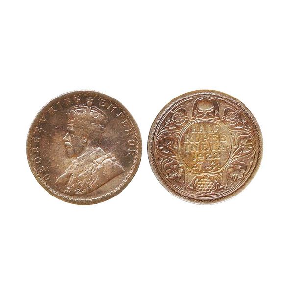 George V King Emperor, Silver 1/2 Rupee, 1922