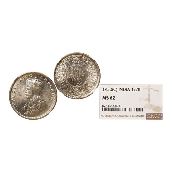 George V King Emperor, Silver 1/2 Rupee, 1930