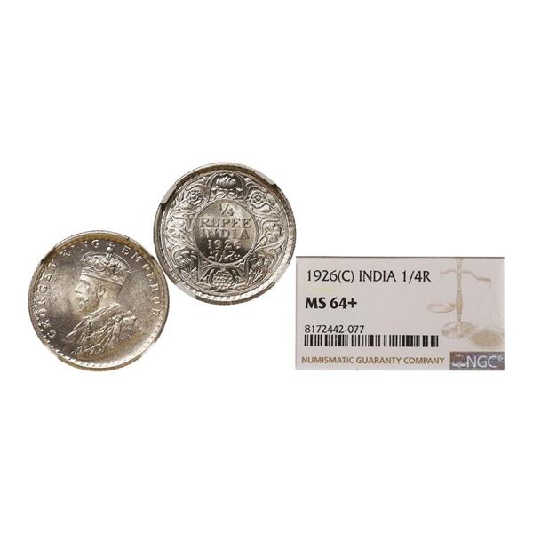 George V King Emperor, Silver 1/4 Rupee, 1926