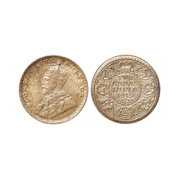 George V King Emperor, Silver 2 Annas, 1915