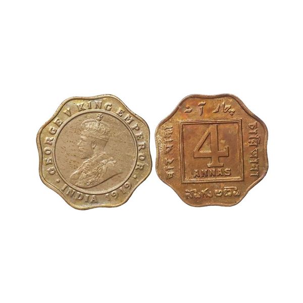 George V King Emperor, Copper - Nickel 4 Annas, 1919