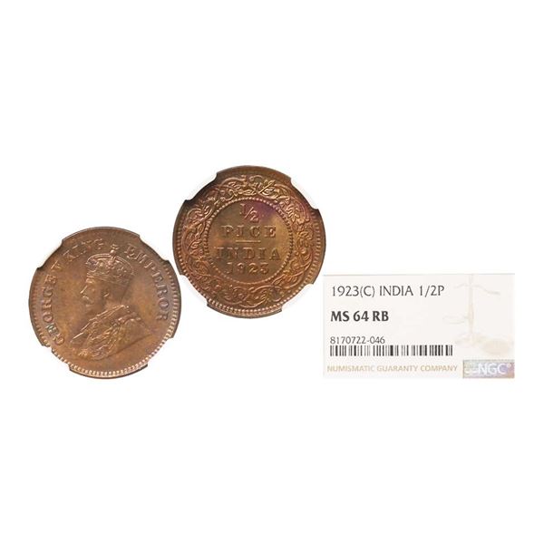 George V King Emperor, Bronze 1/2 Pice, 1923