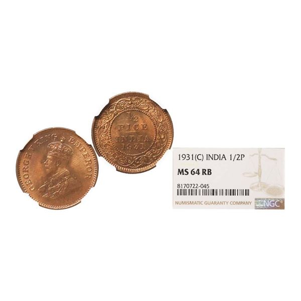 George V King Emperor, Bronze 1/2 Pice, 1931