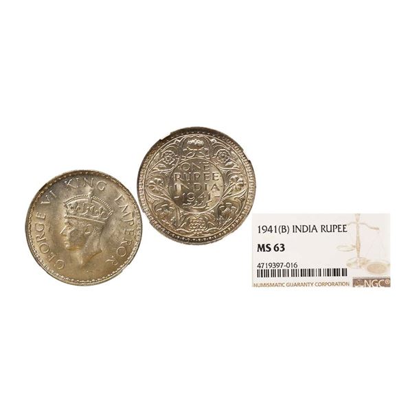 George VI King Emperor, 52% Silver Rupee, 1941