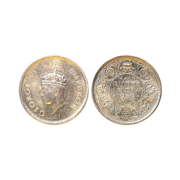 George VI King Emperor, Silver 1/2 Rupee, 1939