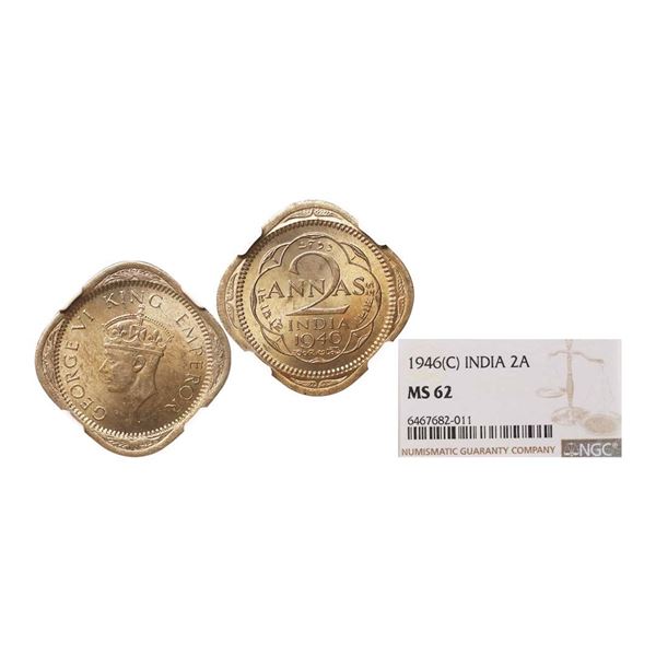 George VI King Emperor, Copper - Nickel 2 Annas, 1946