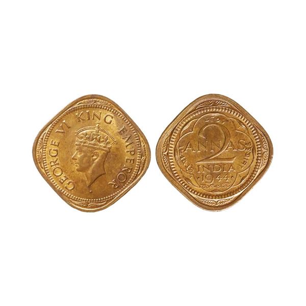 George VI King Emperor, Nickel - Bress, 2 Annas, 1944