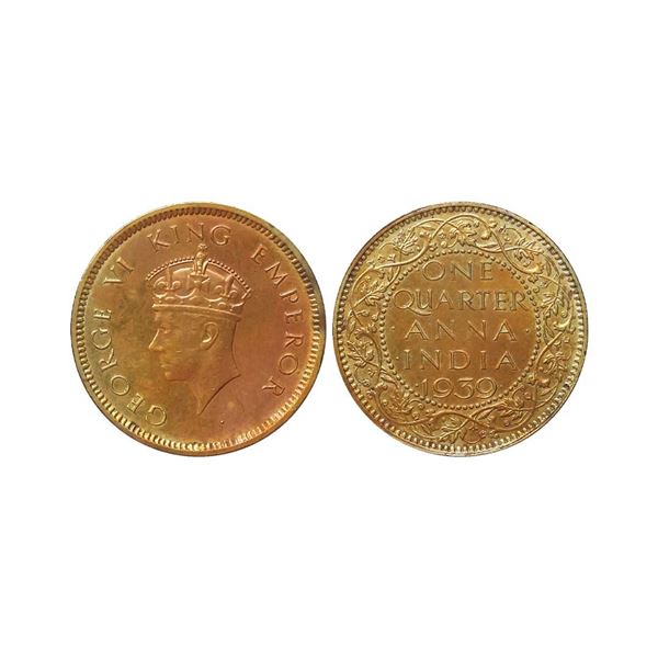 George VI King Emperor, Bronze 1/4 Anna, 1939