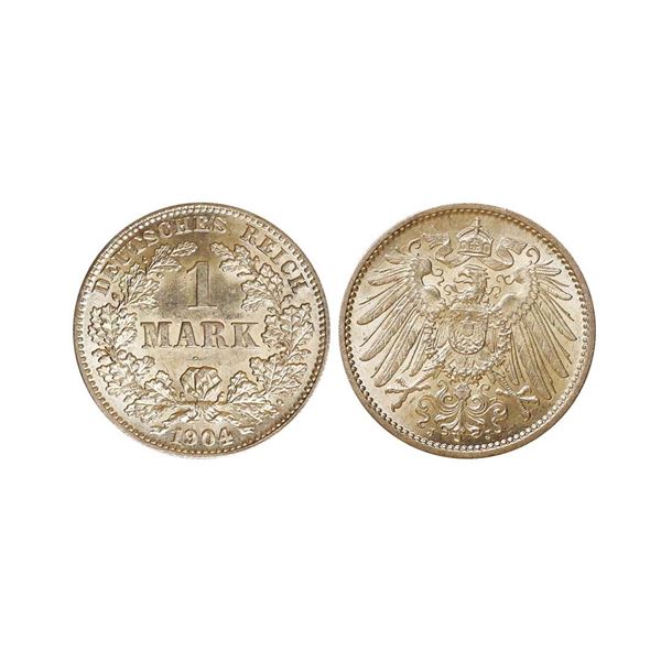 Germany, William II, Type 2, 1904, small shield / large eagle, Silver 1 Mark, Obv. Imperial German E