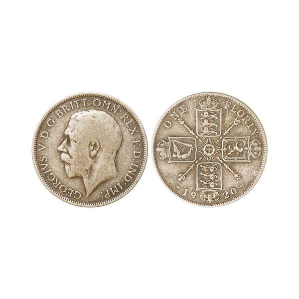 United Kingdom, 1920, George V 2nd issue, Silver 1 Florin