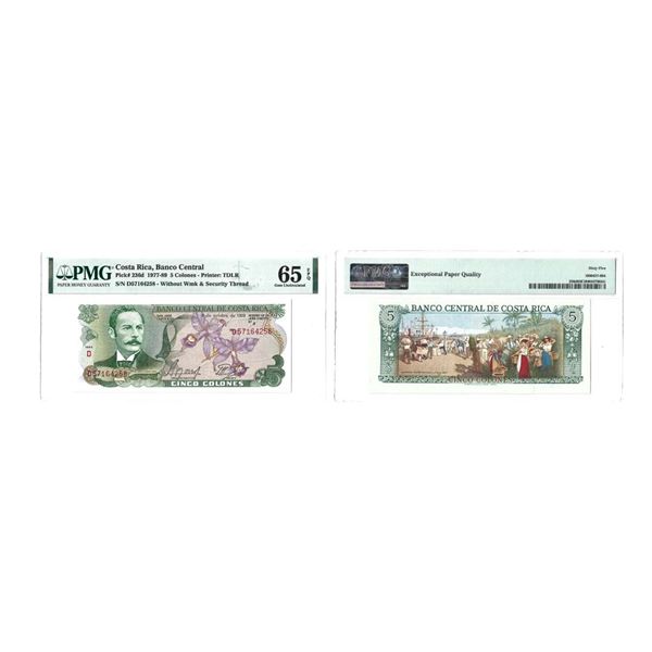 Costa Rica, Banco Central, 5 Colones, 1977-89, Series No.: D57164258
