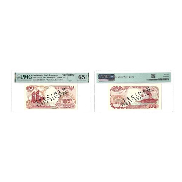 Indonesia, 100 Rupiah, 1992, "SPECIMEN", Serial Number: XBN0013047, Pick#127as