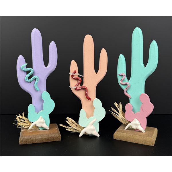 Santa Fe Pastel Snake and Cactus Folk Art