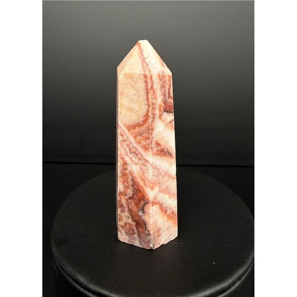 Banded Red Calcite Crystal Tower Obelisk