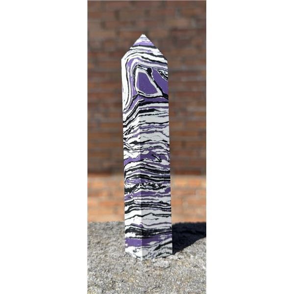 Purple Zebra Stone Crystal Tower Obelisk