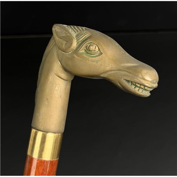Brass Horse Head Collapsible Cane Walking Stick